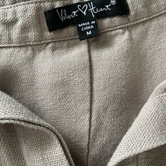 Velvet Heart Grey/Brown Button-Up Shirt with Frayed Hem Women’s Size Medium - Picture 4 of 7